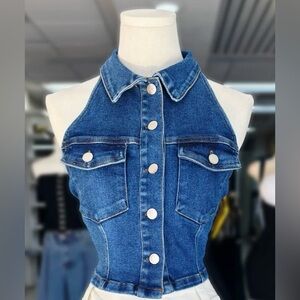 🆕Denim Halter Top with Buttons